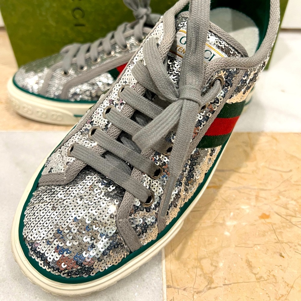 Gucci like new tennis 1977 silver sequins sneakers size 37